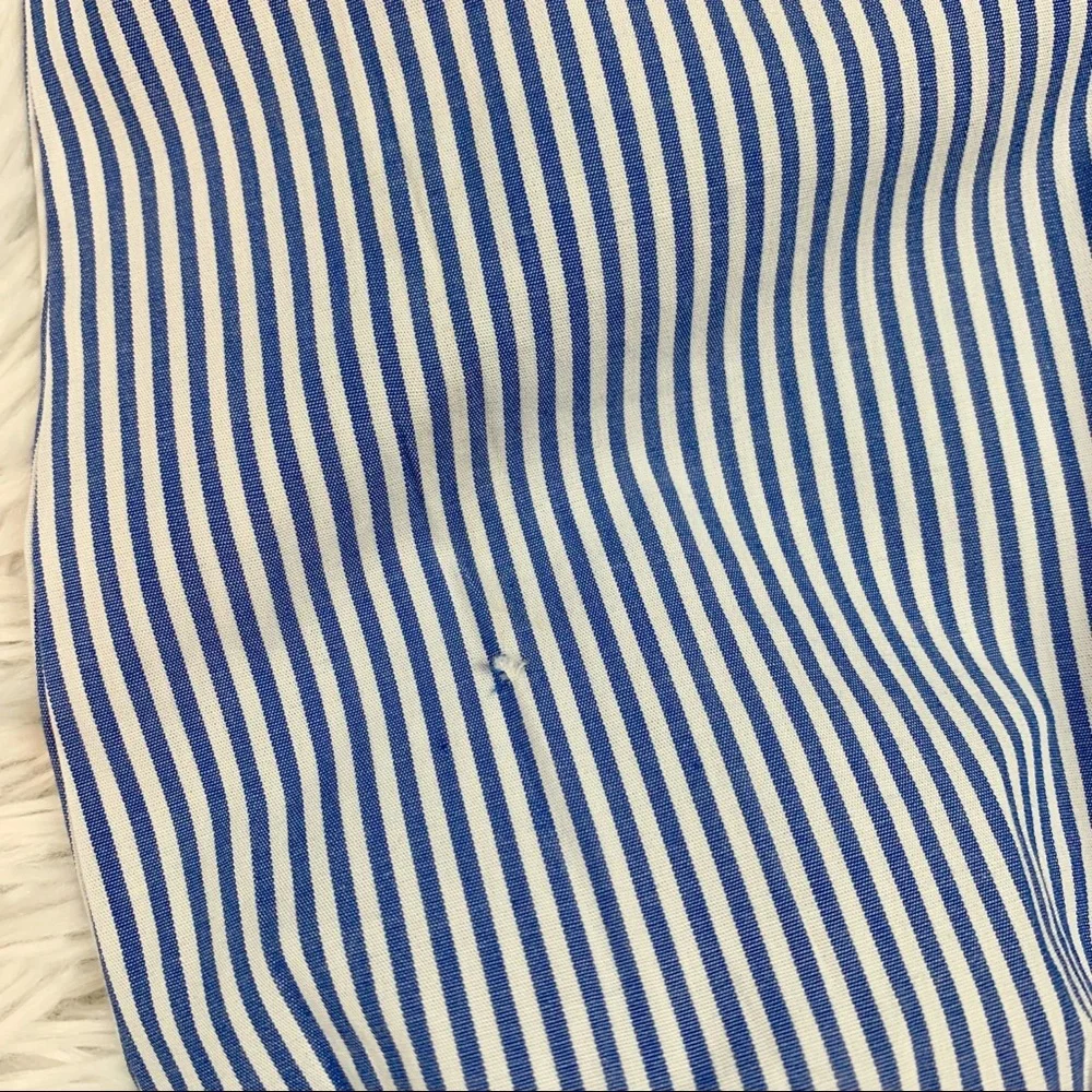 J Crew Long-sleeve ruffleneck top in stripe‎ high neck puff sleeves